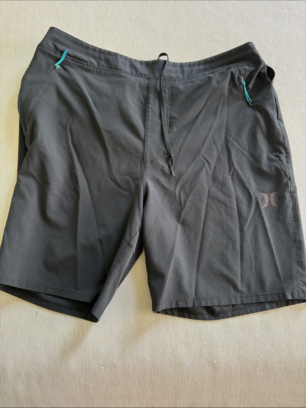 Hurley Black Men's Board Shorts with Teal Accents